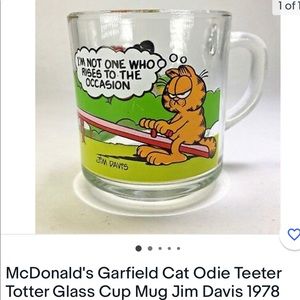 McDonalds Garfield Glass Cup Mug Odie Jim Davis Vintage 1978 Excellent Cond.